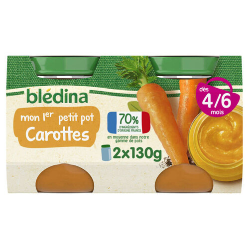 Blédina Mon 1er Petit Pot Carottesdès 4/6 mois 2x130g