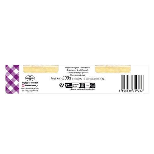 Bonne Maman Crème Brûlée à la Vanille Naturelle 2x100g