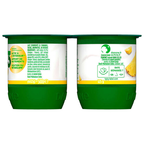 Activia Yaourt aux fruits bifidus Ananas 4x125G