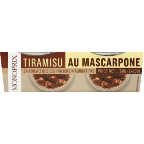Monoprix Tiramisu au Mascarpone 2x80g