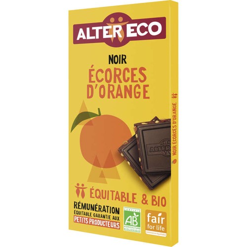 Alter Eco Chocolat Noir Du Pérou Aux Écorces D'Orange, Bio 100g