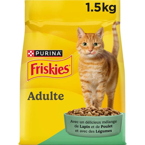 Purina Friskies Croquette pour chat adulte au lapin, poulet et légumes 1.5kg