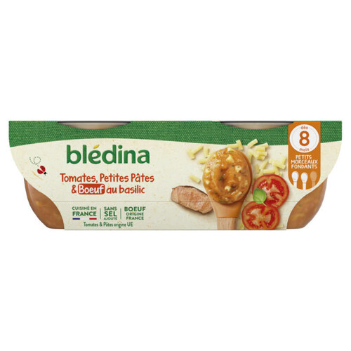 Blédina Idées de maman bols Tomates Cuisinées Petites Pâtes Boeuf blond d'Aquitaine dès 8 mois 2x200g