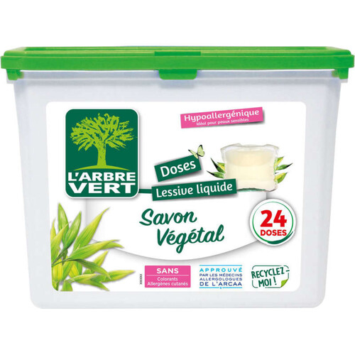 L'Arbre Vert Doses Lessive Liquide Savon Végétal x24 633g