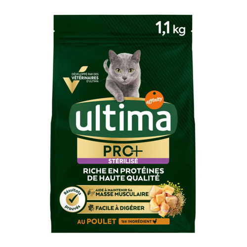 Ultima Croquettes Chat Stérilisé Pro+ Adulte Poulet - 1,1 kg