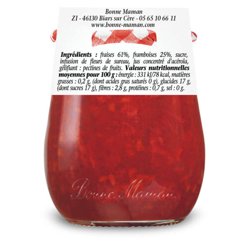 Bonne Maman cptee fraise framboise sureau 130g