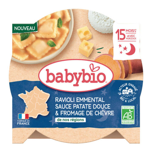 Babybio Ravioli Emmental sauce Patate douce pointe de fromage de Chèvre 190g