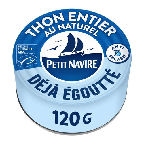 Petit Navire Thon entier au Naturel MSC Déjà Égoutté 120g