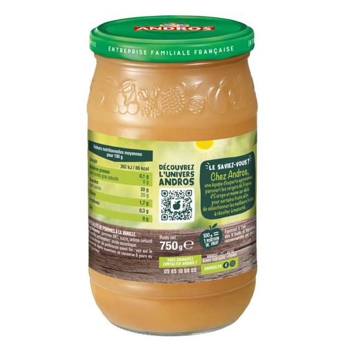 Andros Dessert Pommes Vanille 750g
