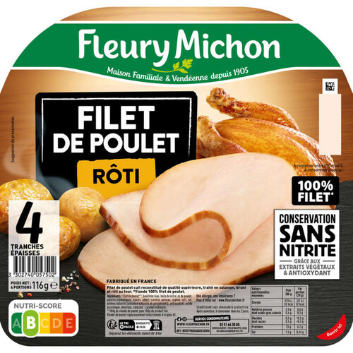 Fleury Michon Filet de Poulet Rôti Sans Nitrite 116g