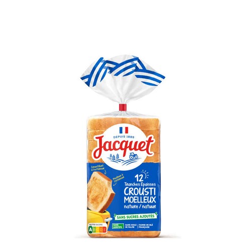 Jacquet Pain de Mie Crousti Moelleux Nature Sans Sucres Ajoutés 730g