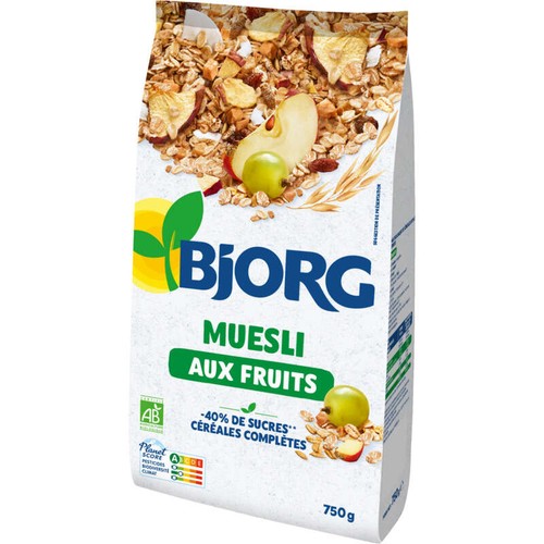Bjorg Muesli Aux Fruits, Riche En Céréales Complètes Bio 750g