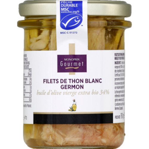 Monoprix Gourmet Filets de Thon Blanc Germon 125G