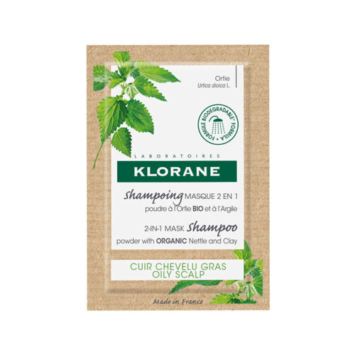 [Para] Klorane Shampoing Masque Lavant Absorbant 2 en 1 à la Poudre d’Ortie Bio & Argile Pour Cuir Chevelu Gras 24g