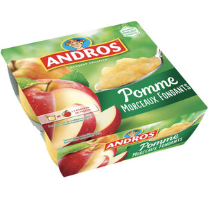 Andros Compote Pomme Morceaux fondants 4x100g 