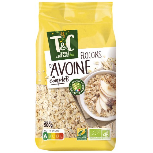 Terres et Céréales Flocons d'avoine complets, Bio 500g