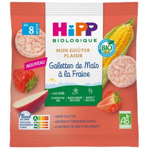 Hipp Biologique Galettes de maïs à la fraise bio sachet dès 8 mois 23g