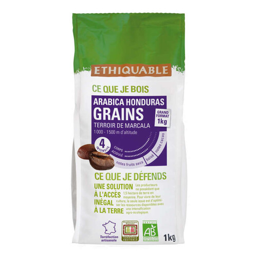 Ethiquable Cafe Grains Honduras Bio 1 Kg 1Kg