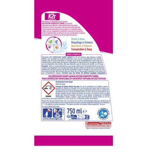 K2R Détachant Avant Lavage Action Complète 0,75L