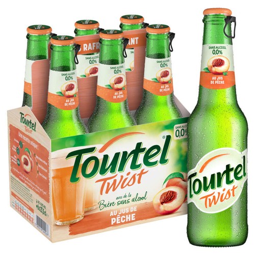 Tourtel Twist Bière Sans Alcool Aromatisée Au Jus De Pêche Le pack 6x27.5cl