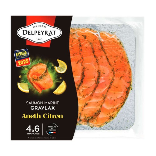 Delpeyrat Saumon Mariné Gravlax Aneth Citron 4 à 6 Tranches 100g