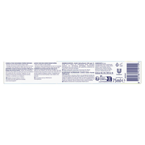 Signal integral 8 dentifrice blancheur prébiotique 75ml