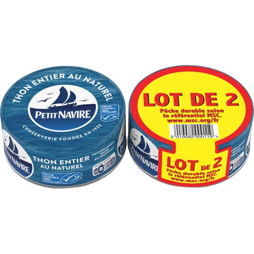 Petit Navire Thon entier au naturel MSC x2 112g