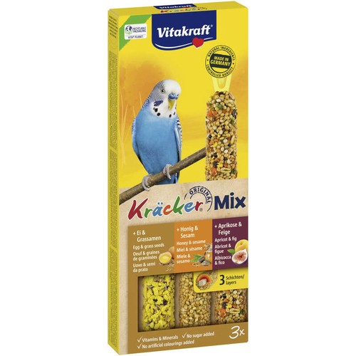 Kräcker Trio-Mix Miel Sésame/Abricot Figue/Œuf Graines de Graminées Perruches P/3