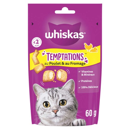 Whiskas Temptations friandises au poulet & fromage 60g - chat adulte