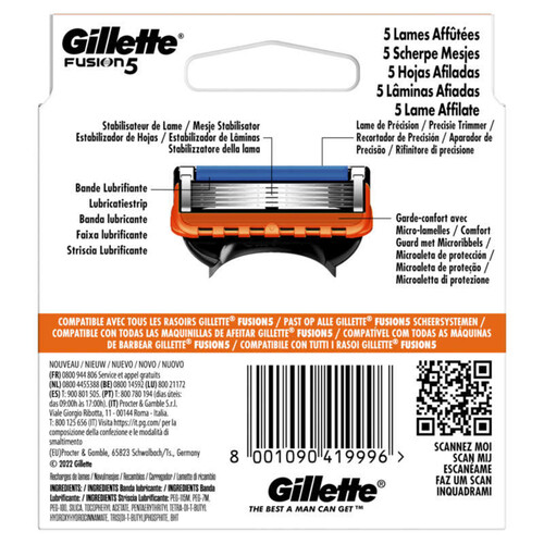 Gillette Fusion5 Lames De Rasoir x6