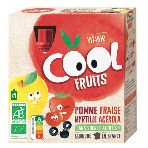 [Par Naturalia] Vitabio Cool Fruits Pomme Fraise Myrtille & Acerola 4X90G Bio