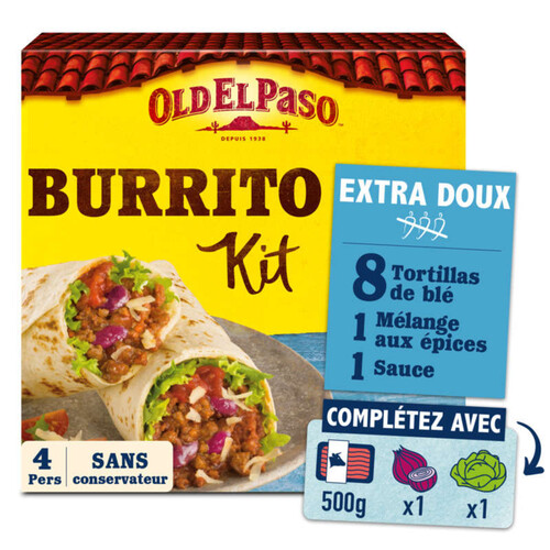 Old El Paso Kit Pour Burritos Sans Piment Extra Doux 491g