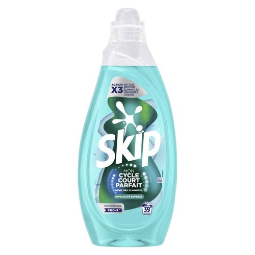 Skip Lessive liquide Mon cycle court parfait Efficacité express x39