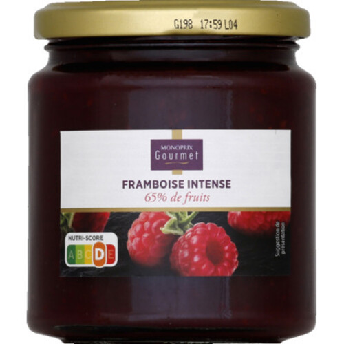 Monoprix Gourmet Confiture framboises intenses 330g