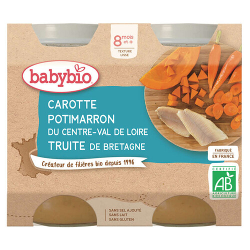 Babybio Pots De Carotte, Potimarron Et Truite 8 Mois Et + 400g