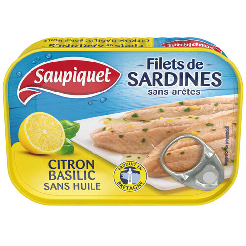 Saupiquet Filets de sardines citron-basilic sans arêtes 100g