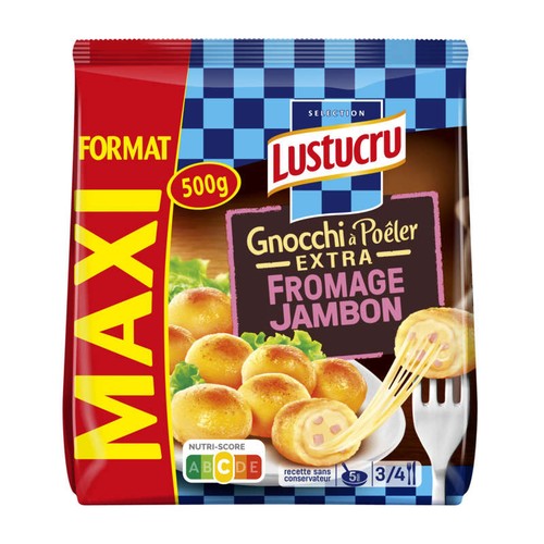 Lustucru Gnocchi à Poêler Extra Jambon Fromage 500g