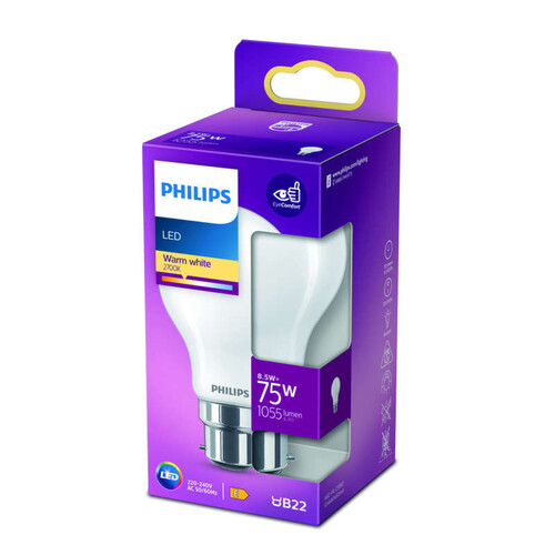 Philips Lampe Led Standard 8.5W (75W) B22 Dépolie