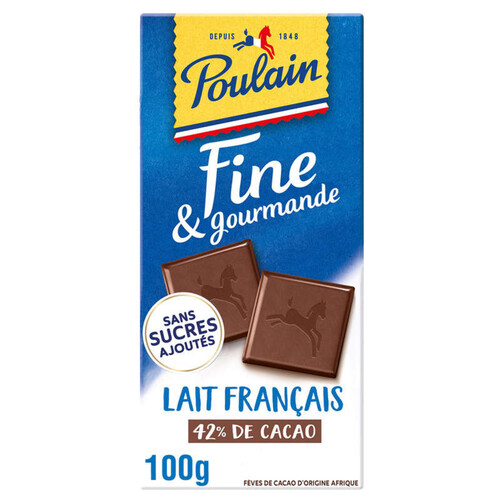 Poulain Tablette Chocolat Au Lait Fondant Sans Sucres Ajoutés 100G