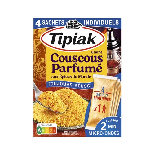 Tipiak Graine Couscous Parfumé Aux Épices Du Monde 4x65g
