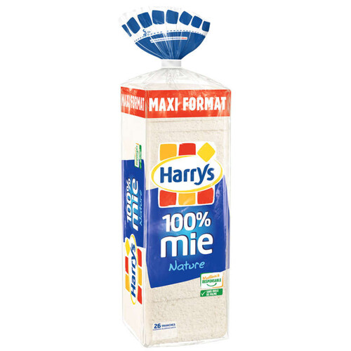Harrys pain de mie 100% mie nature sans croute maxi sans additifs 650g