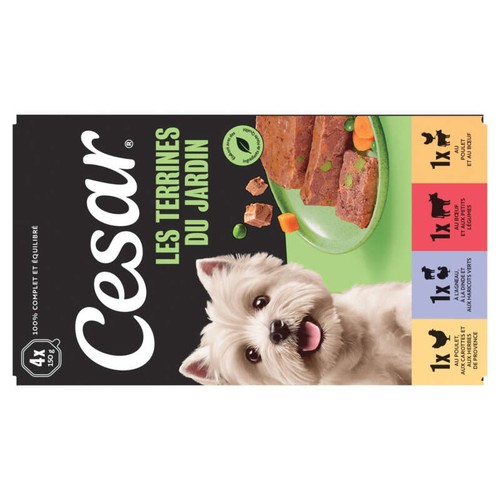 Cesar Terrines Traiteur 4 Variétés, Pour Chien 4x150g
