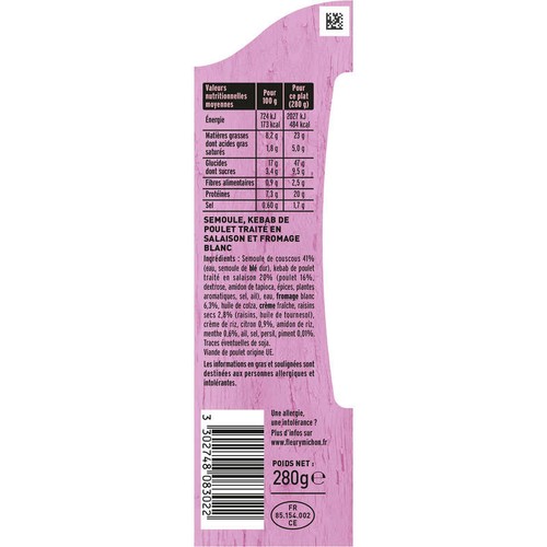 Fleury Michon Kebab de poulet et semoule à l'orientale, soit 280g