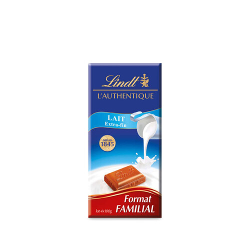 Lindt Tablette Chocolat Lait Extra Fin 4x100g