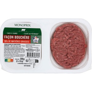 Monoprix Steack haché 15% de Mg 2x125g