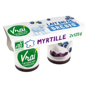 Vrai Yaourt au Lait de Brebis Sucré à la Myrtille Bio 2x125g