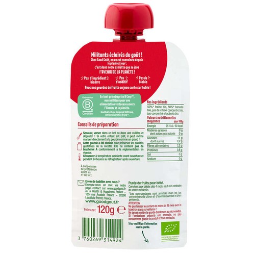Good Gout Fraise Banane  - Dès 4 Mois Bio 120g