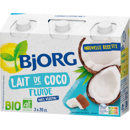 Bjorg Lait De Coco Fluide, Pauvre En Sel bio 3 x 200ml