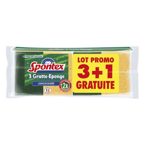 Spontex Gratte-Eponge Longue Durée 3 + 1 Gratuite