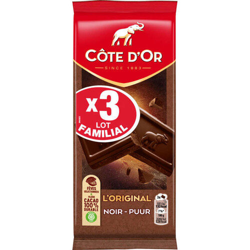 Côte d'Or L'Original Tablette chocolat noir 3x100g